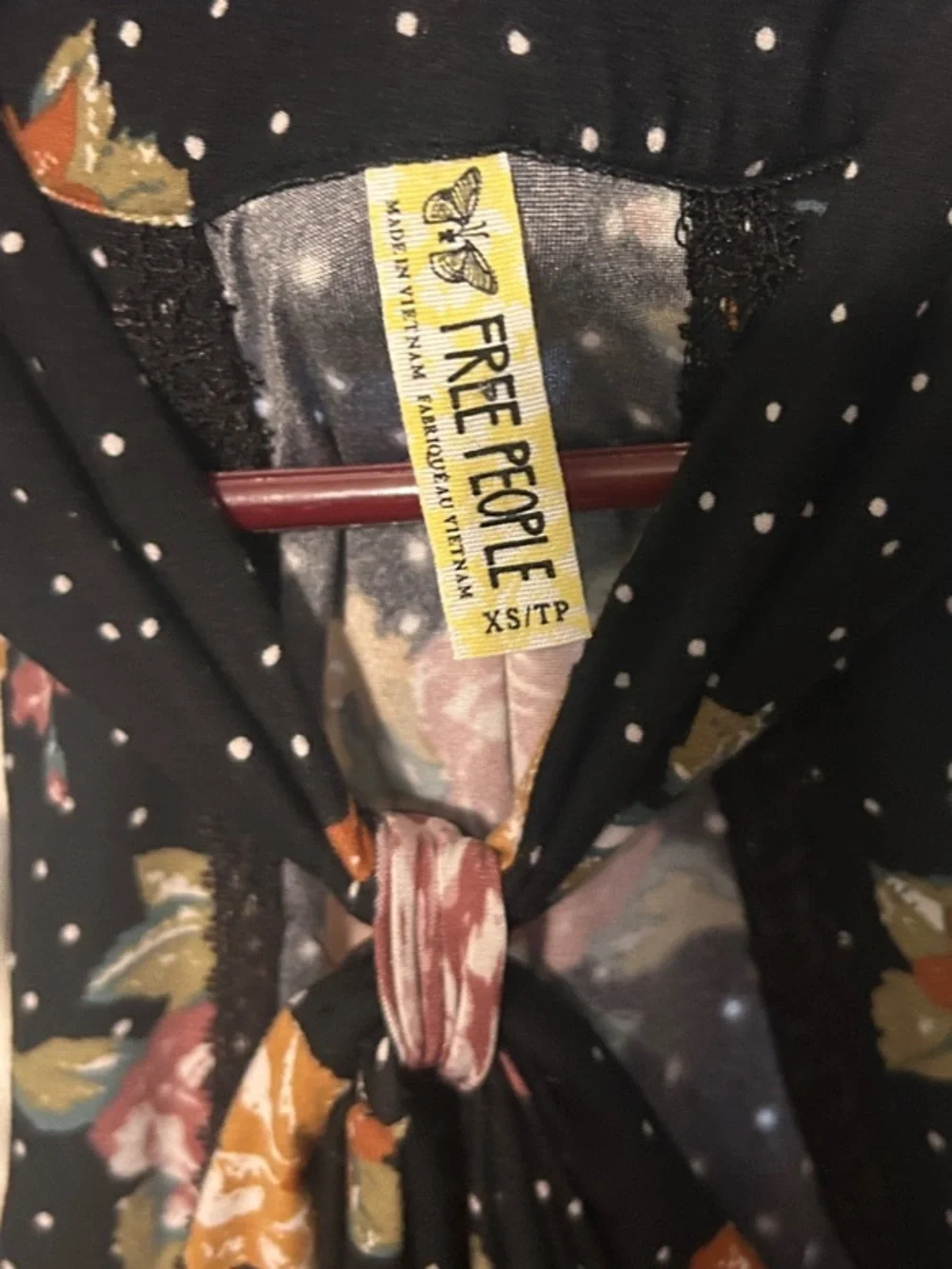 Free People Black Floral Maxi Dress with Orange & Cream Blooms